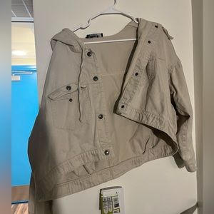 Khaki oversized button up jacket